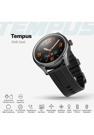 Ttec Tempus 35 MM TFT Ekranlı Yuvarlak Metal Kasa Akıllı Saat
