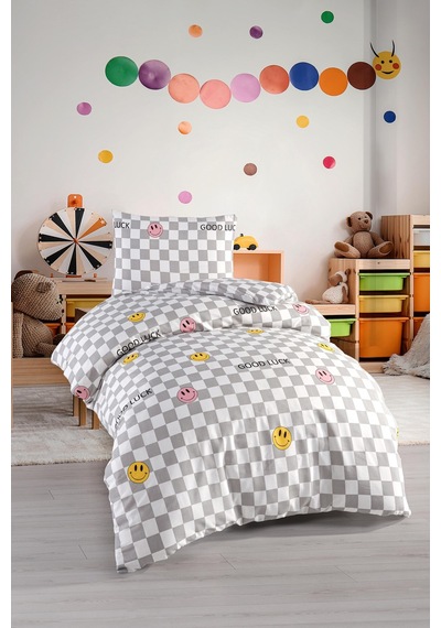 Eponj Home Junior Nevresim Seti Tek Kişilik Good Luck Gri Gri