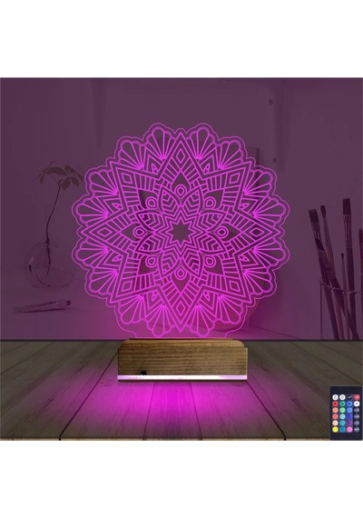 Luvivia Mandala 3d Lamba - Masa Gece Lambası V2 Şeffaf