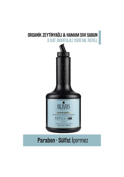 Zephyr Breeze Zeytinyağlı Hamam Kokulu Sıvı Sabun Refill 1500 Ml 3x500 Ml Ekonomik Paket