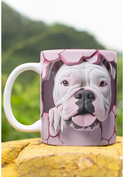 3d Görünümlü Sevimli Köpek Hediyelik No:4 3d Tasarım Baskılı Kupa Bardak Mug A