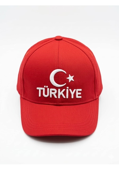 Benitto Kids Kitti 9-15 Yaş Ay Yıldız Ve Türkiye Nakışlı Çocuk Kep Şapka Kırmızı