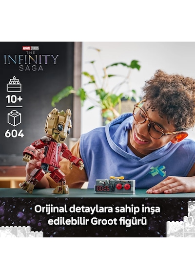 LEGO® ǀ  Marvel Yağmacı Tulumlu Groot 76341 - 10 Yaş ve Üzeri Çocuklar için Minfigür İçeren Yaratıcı Oyuncak Yapım Seti (604 Parça)