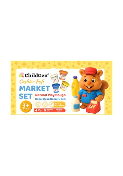 Doğal Oyun Hamuru Sevimli Patiler - Market Set Çok  Renkli