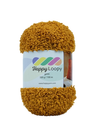 Happy Loopy Yarn - 100g / 100m %100 Polyester Buklet Örgü İpi - Hardal