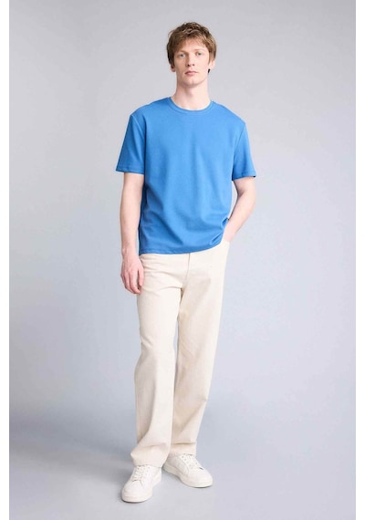 Defacto Twill Kısa Kollu Tişört D7912ax26spbe410 Mavi-be410