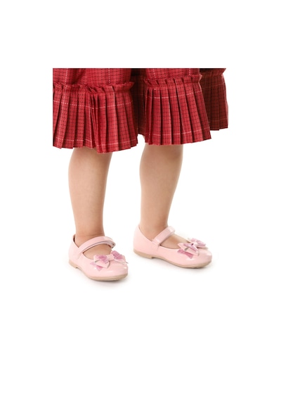 Kiko Kids Cırtlı Kum Sim Fiyonklu Kız Çocuk Babet Ayakkabı Ege 202 Rugan Pembe