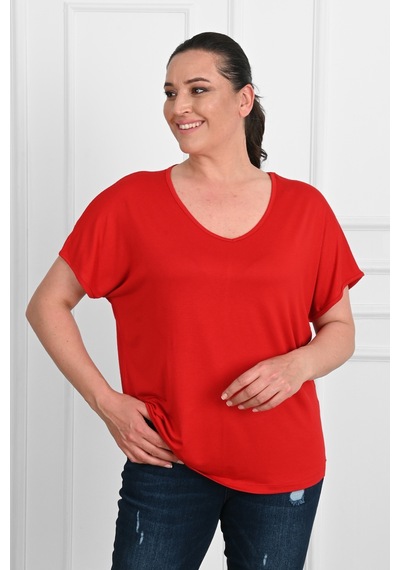Kadın V Yaka Büyük Beden T-shirt 1486-23 001