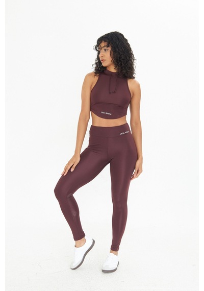 Lesa Wear Soft Touch Bedene Oturan İp Detaylı Sporcu Crop Sütyeni Kahverengi