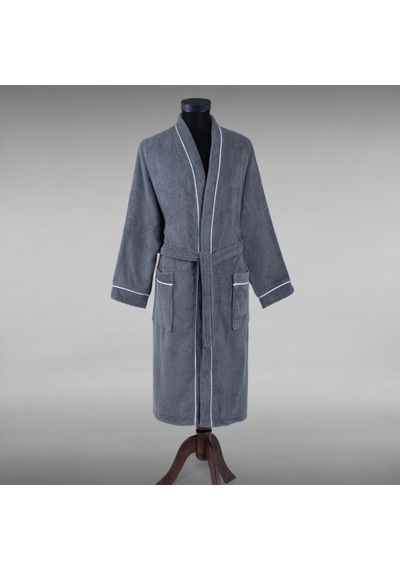 % 100 Pamuklu Laodikeia Kimono Bornoz Unisex Kadın Erkek Gri