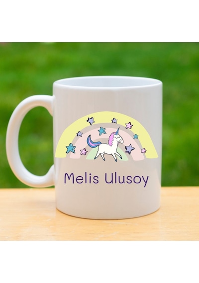 İsme Özel Sihirli Unicorn Kupa Bardak - Çocuk Ve Yetişkin İçin Doğum Günü Hediyesi Beyaz