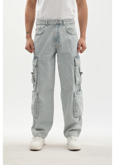 Banny Jeans Erkek Kargo Cepli Jean Pantolon Buz Mavisi