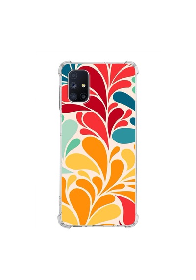 Samsung Galaxy M51 Uyumlu Retro Color 5 Baskılı Şeffaf Köşe Korumalı Antişok Kılıf