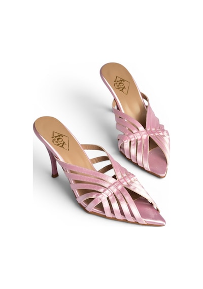 Fox Shoes Y752132704 Pudra Saten Kumaş İnce Topuklu Kadın Terlik