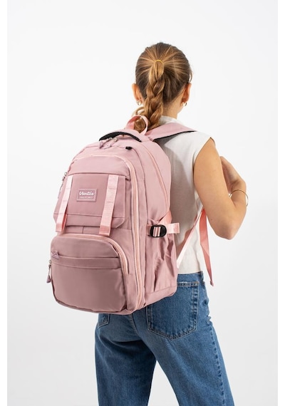 Ventis Unisex Kalemlikli 2'li Set Okul Çantası Lise Ortaokul Sırt Çantası 43 30 Cm Çok Cepli Vnt7-f Pembe