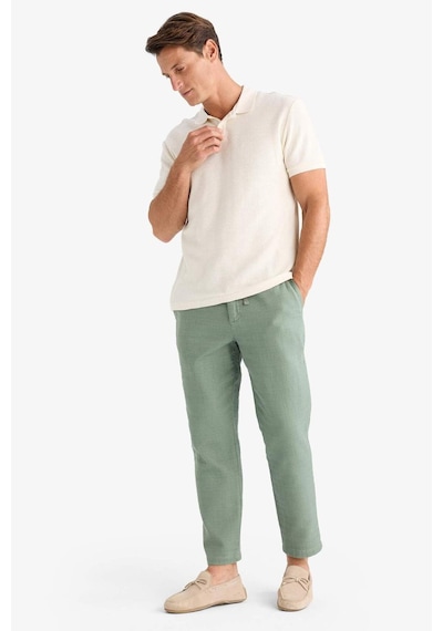 DeFacto %100 Pamuk Yazlık Jogger Pantolon Regular Fit Normal Kesim Keten Görünümlü Düz Paça Cepli B4138AX25SPGN457