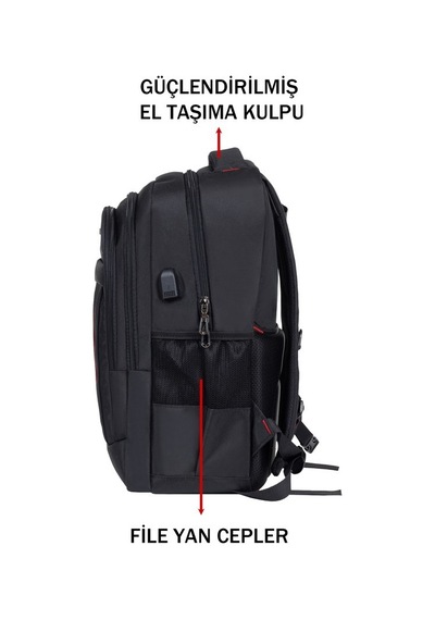 Case Club Dada Orta-lise-üniversite & Günlük Okul Sırt Çantası Su Geçirmez Kumaş Darbe Emici Koruma 15,6 Inç siyah