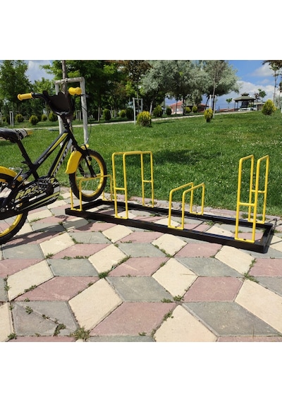 Bisiklet Park Demiri Metal Bisiklet Park Standı 4'Lü Sarı - Siyah