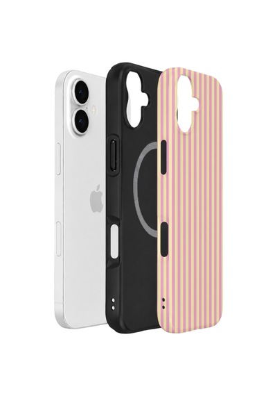 Apple iPhone Uyumlu 17 Vorian Çift Katmanlı Magsafe Kılıf Lemon Candy Pinstripe