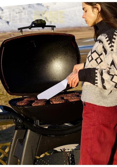 Barbekü Spatulası Paslanmaz Izgara Spatulası Çelik Hamburger Spatulası 30 Cm Metalik Gri
