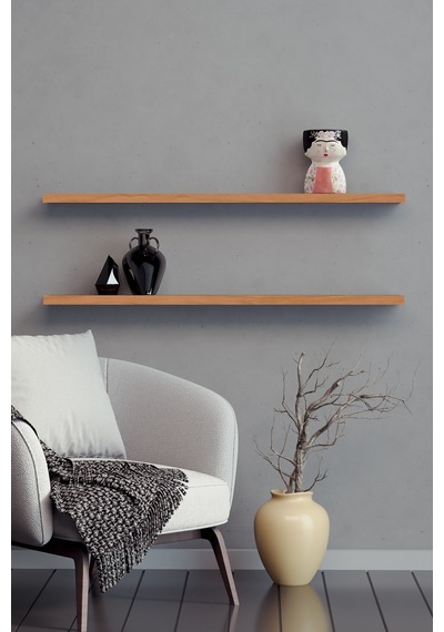 Yankı-BYEG 2li 80 cm Safir Meşe Mdf Duvar Rafı Gizli Bağlantı Kitaplık