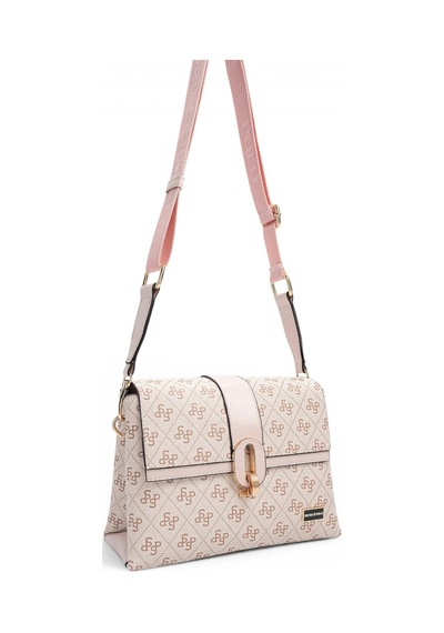 Silver & Polo Silver Polo Pembe - Pudra Monogram Kadın Çapraz Çanta Sp1287