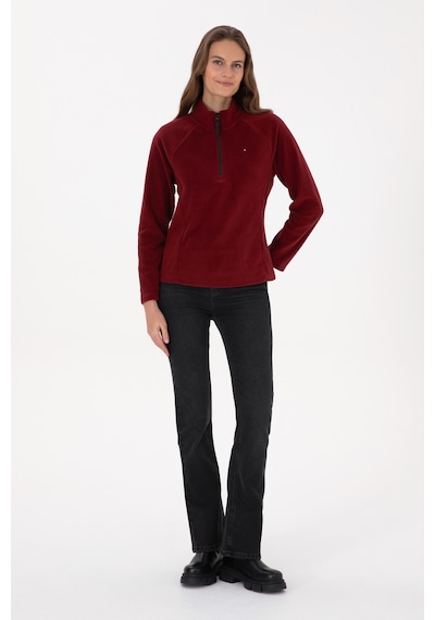 U.S. Polo Assn. Kadın Bordo Fermuarlı Dik Yaka Polar Sweatshirt 50316714-VR014