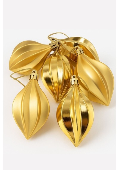 Beysüs Yılbaşı Çam Ağacı Süsü Parlak Gold Damla Cici Top 9 Cm 6lı Diğer
