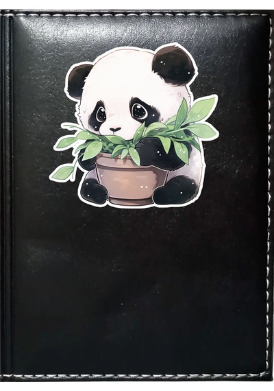 Promosyon Denizi Sevimli Panda 1 Görselli Siyah Ruhsat Kabı