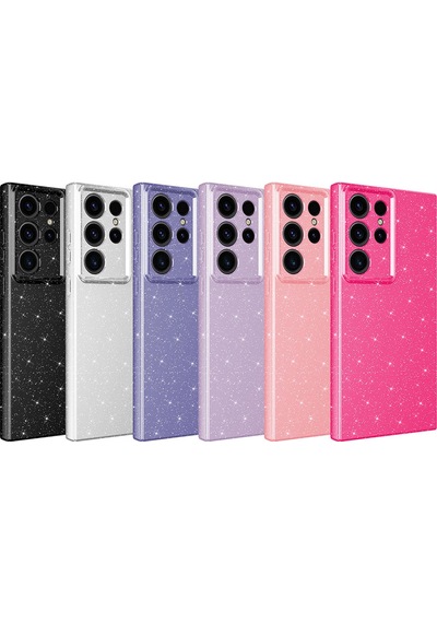 Goocamp Galaxy Uyumlu S23 Ultra Kılıf Kamera Korumalı Simli Lüks Koton Kapak - Gümüş Gümüş