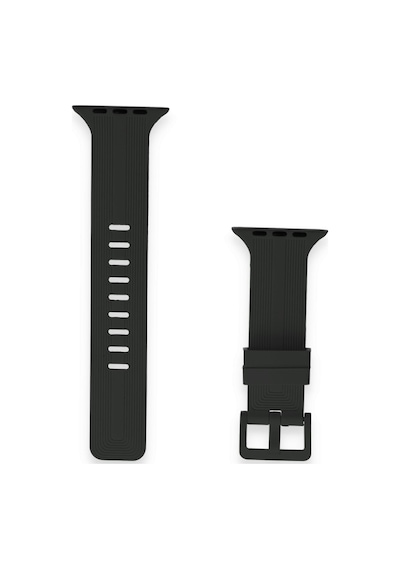Apple Watch 38mm Uyumlu Kr408 Çizgili Silikon Kordon - Siyah