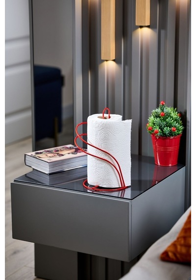 Edora Home Kırmızı Kuğu Kağıt Rulo Havluluk, Dik Dekoratif Havlu Peçetelik - Metal Paslanmaz Kırmızı