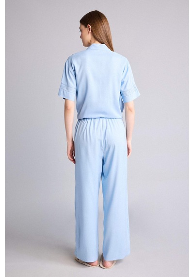 Defacto Regular Fıt Uzun Boy Dokuma Pijama Alt G4372ax26spbe745 Mavi-be745