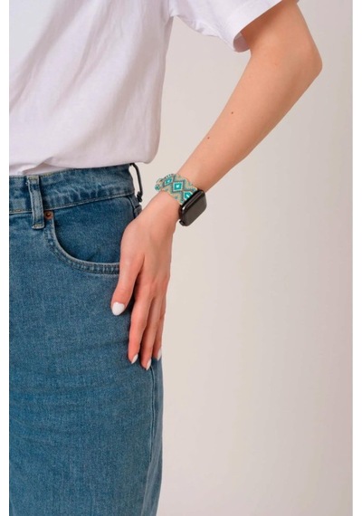 Hippi Charm Gümüş Örgü Apple Uyumlu Watch  Kordonu 38-40-41 Mm