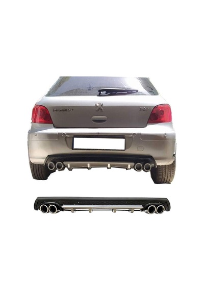 Peugeot 307 Gri Difüzör Çiftli Yuvarlak Egzoz Görünümlü D Tip Difizör