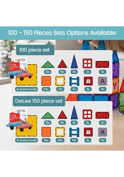 Playmags 100 Parça Manyetik Blok Set 3+ Yaş Bebek Ve Çocuklar İçin Stem Montessori Eğitim Seti Okul Öncesi Ve İlkokul Çocuklarına Uygun Oyuncak