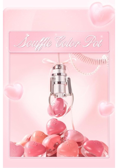 Yoğun Pigment Sunan Köpük Yapıda Kadife Bitişli Ruj & Allık Souffle Color Pot 23 Fog Cherry Çok Renkli