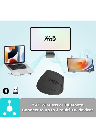 Kablosuz Ergonomik Dikey Fare: 2.4g Bt Modu Bağlantılı Şarj Edilebilir Bilgisayar Fareleri, Sağ El İçin Karpal Tü Genel