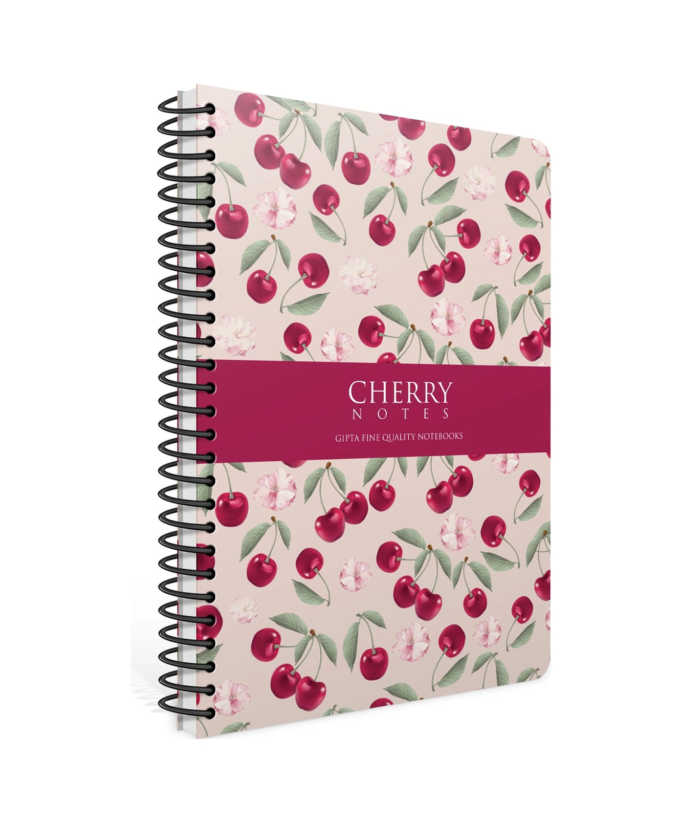 Cherry 17x24 Spiralli Sert Kapak Çizgili Defter 120 Yaprak Pudra