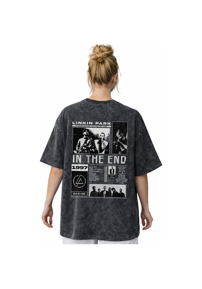 Linkin Park In The End Rock Metal Müzik Grubu Sırt Baskılı Unisex Siyah