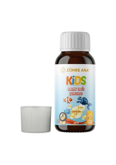 Zühre Ana Kids Çocuklar için - Omega 3 Balık Yağı Şurubu Vitamin Katkılı ve Portakallı 150 ML
