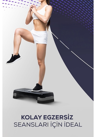Çok Amaçlı Step Tahtası Kaymaz Yüzeyli Fitness Egzersiz Aleti Yükseltme Aparatlı Siyah