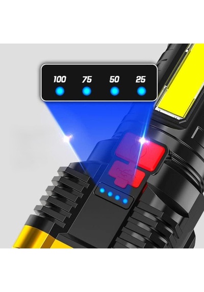 Usb Şarjlı 4 Modlu El Feneri Mavi