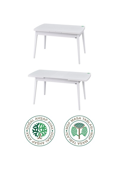 Vilinze Avanos Ahşap Açılır Kapanır Mdf Mutfak Masası - 70x120+30 Cm Beyaz