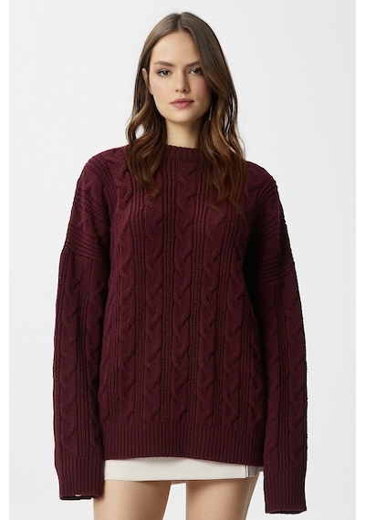 Ritnice Kadın Stella Yumuşak Oversize Bordo Triko Kazak Bordo