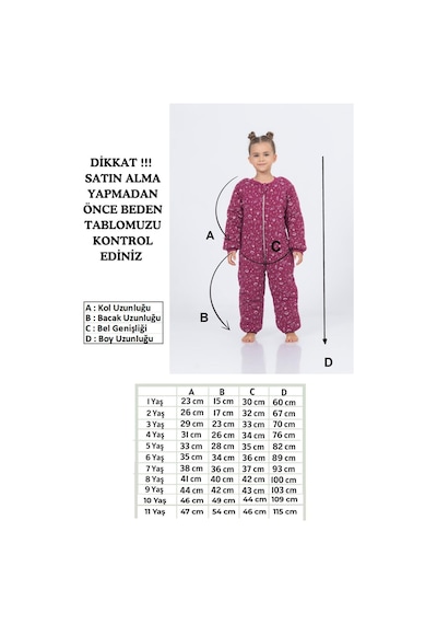 Cantoy Kız Erkek Çocuk Kalın Elyaf Dolgulu Premium Kalite 2.5 Tog Desenli Uyku Tulumu Mürdüm