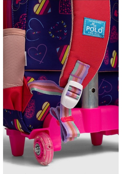 2217-my Polo Anatomik Sırt Yapılı Unisex Işıklı Tekerlekli İlkokul Çantası Mor