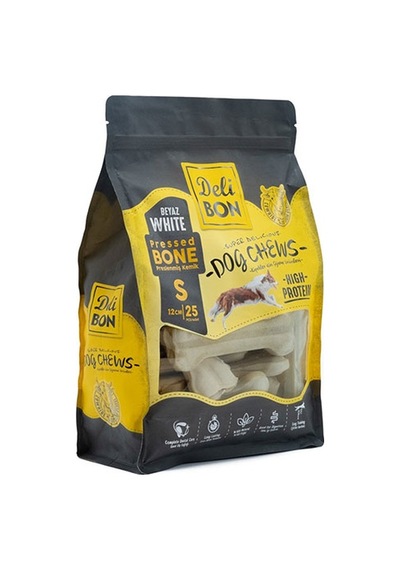 Delibon Beyaz Deri Pres Kemik Köpek Ödülü 25li 12 Cm Small 148-30001.08