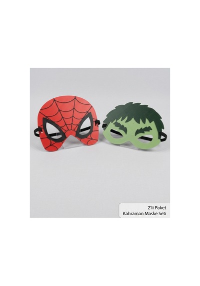 Çocuk Kahraman Maskeleri 2'li Set Örümcek Adam Ve Hulk Temalı Kostüm Maskesi Diğer