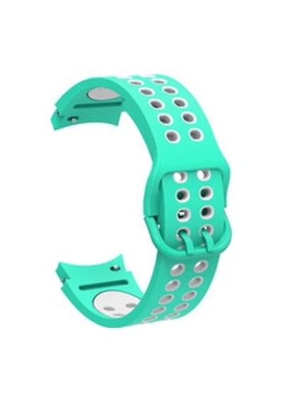 Samsung Galaxy Uyumlu  Watch 4 Classic 42mm Krd-02 Silikon Kordon - Yeşil-beyaz